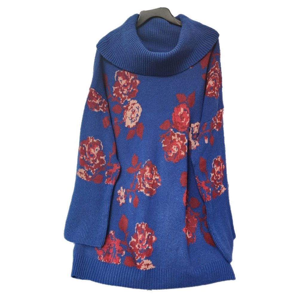 Womens Pioneer Woman Sweater Size XL Cowl Neck Floral Print Turtleneck Cowlneck